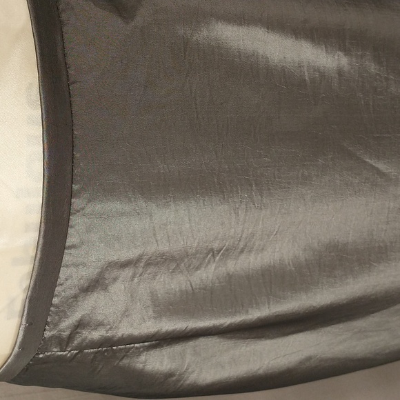 Silver Pewter Maxi Skirt Trumpet Flare Floor Length Vintage 90s Evening Party 14 - Picture 3 of 11